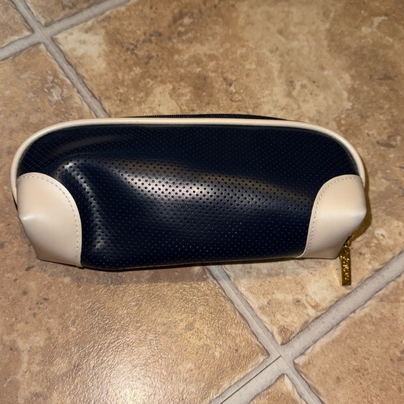 Guerlain Paris Cosmetic Make-up Skincare Bag Travel Pouch Navy Blue White Vinyl - Picture 4 of 14